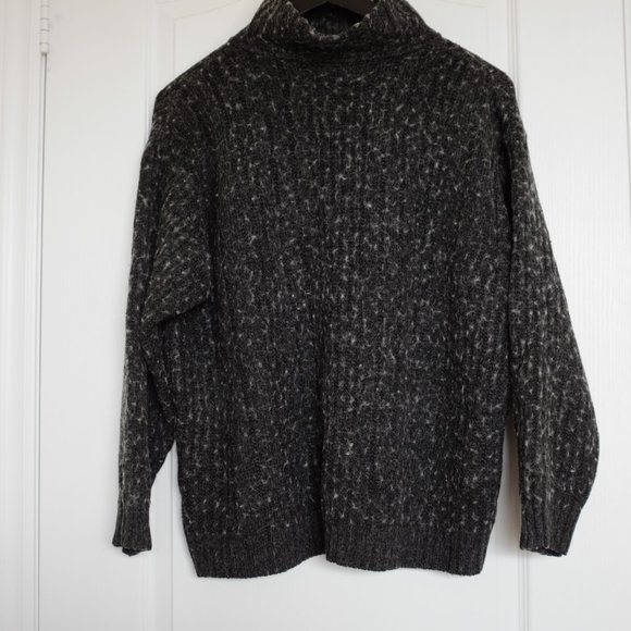 engbers grey zip turtleneck textured wool blend sweater size  L - Picture 5 of 13